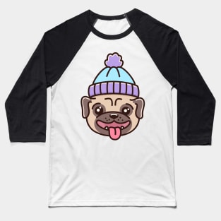 Winter pug dog Baseball T-Shirt
